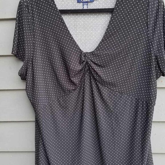 Chaps Black White Polka Dot Knit Top size 1X - Picture 5 of 8